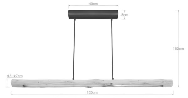 ZÁVESNÉ LED SVIETIDLO, 120/8/150 cm Novel - Online Only bytové doplnky, Online Only