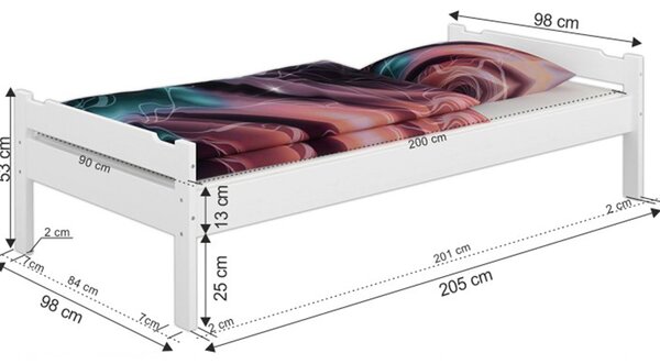 NovýNábytok.sk Jednolôžková posteľ 90 cm Lipo (biela). Vlastná spoľahlivá doprava až k Vám domov. 1015981