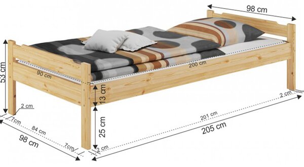 NovýNábytok.sk Jednolôžková posteľ 90 cm Lipo (prírodná). Vlastná spoľahlivá doprava až k Vám domov. 1015980