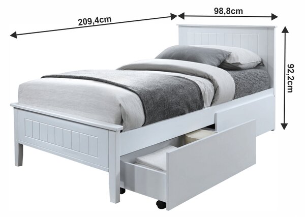 NovýNábytok.sk Jednolôžková posteľ 90 cm Minea (biela) (s roštom). Vlastná spoľahlivá doprava až k Vám domov. 1016026