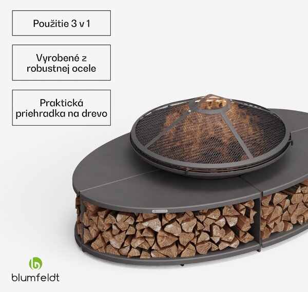 Blumfeldt Firebowl Ebeko 3 v 1, možno použiť ako gril alebo stôl, grilovací rošt + ochrana proti iskrám