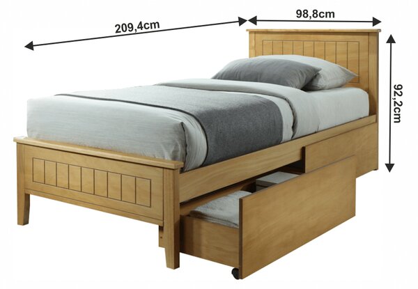 NovýNábytok.sk Jednolôžková posteľ 90 cm Minea (dub) (s roštom). Vlastná spoľahlivá doprava až k Vám domov. 1016028