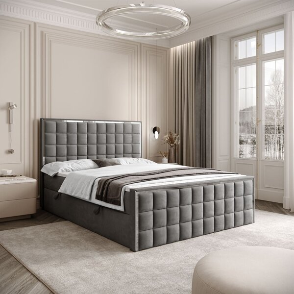 VYSOKÁ ČALÚNENÁ POSTEĽ NOEMI SILVER 140X200 ROYAL VELVET 250