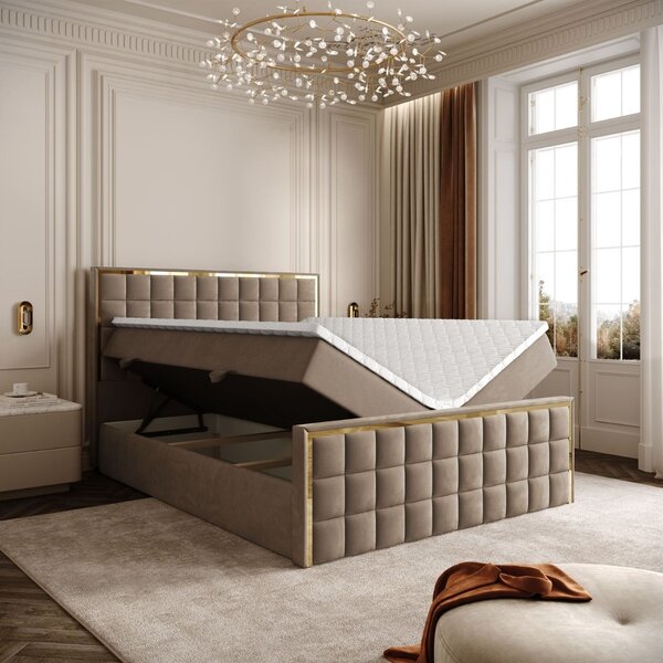 VYSOKÁ ČALÚNENÁ POSTEĽ NOEMI GOLD 140X200 ROYAL VELVET 176