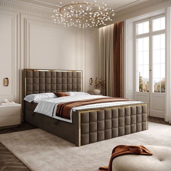 VYSOKÁ ČALÚNENÁ POSTEĽ NOEMI GOLD 140X200 ROYAL VELVET 196