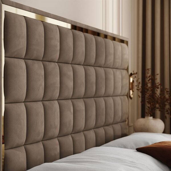 VYSOKÁ ČALÚNENÁ POSTEĽ NOEMI GOLD 140X200 ROYAL VELVET 176
