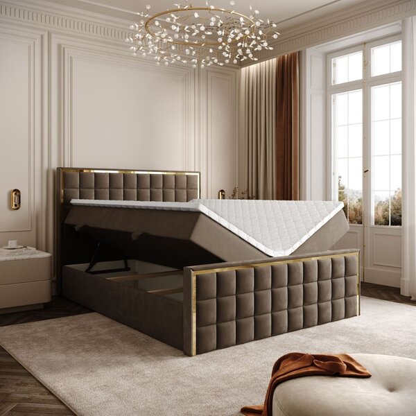 VYSOKÁ ČALÚNENÁ POSTEĽ NOEMI GOLD 140X200 ROYAL VELVET 196