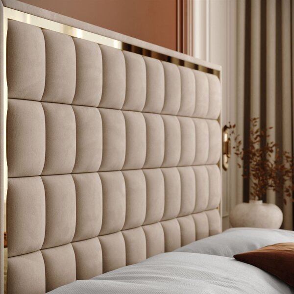 VYSOKÁ ČALÚNENÁ POSTEĽ NOEMI GOLD 140X200 ROYAL VELVET 170
