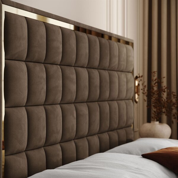 VYSOKÁ ČALÚNENÁ POSTEĽ NOEMI GOLD 140X200 ROYAL VELVET 196