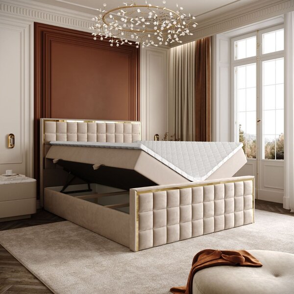 VYSOKÁ ČALÚNENÁ POSTEĽ NOEMI GOLD 140X200 ROYAL VELVET 170