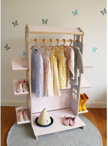 MY MINI HOME Montessori mini šatníkový regál, ružová/modrá