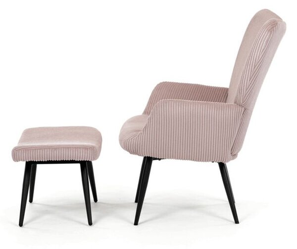 AK-L7285 PINK6, Relaxačné kreslo s podnožkou – ružový menčester