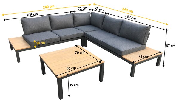 ZÁHRADNÝ HLINIKOVÝ SET MASSIMO + STOLÍK