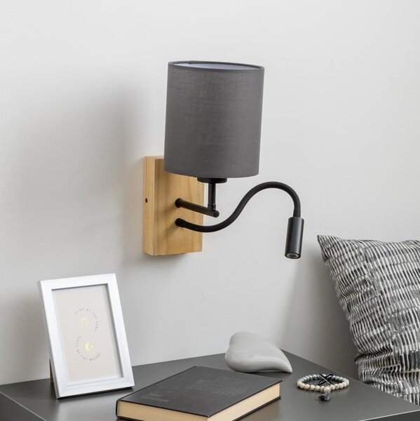 Brilagi - LED Nástenná lampa NUBILA WOOD 1xE27/25W/230V + LED/3W dub/antracit