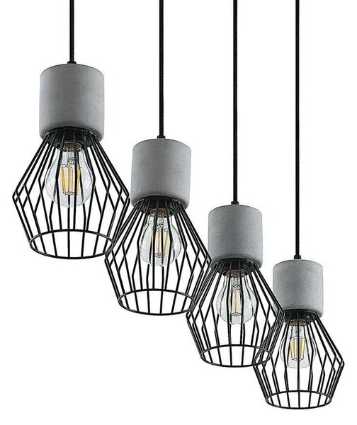 Lindby - Tamalin 4 Závěsná Lampa Black/Concrete - Lampemesteren