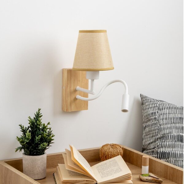 Brilagi - LED Nástenná lampa NUBILA WOOD 1xE27/25W/230V +LED/3W dub/svetlohnedá