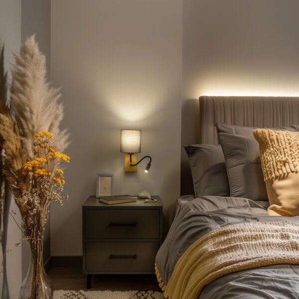 Brilagi - LED Nástenná lampa NUBILA WOOD 1xE27/25W/230V + LED/3W dub/antracit