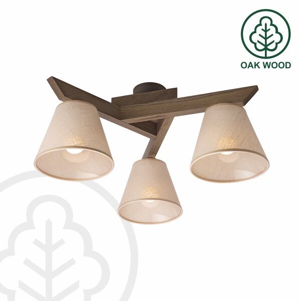 Brilagi - LED prisadený luster ANTHONY 3xE14/40W/230V dub orech/béžová