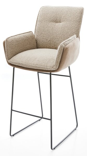 DELIFE Barová stolička Nela-Flex zmiešané materiály tmavobéžová tenká podstava kov vrecková pružina