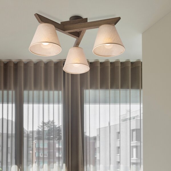 Brilagi - LED prisadený luster ANTHONY 3xE14/40W/230V dub orech/béžová