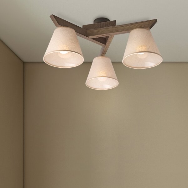 Brilagi - LED prisadený luster ANTHONY 3xE14/40W/230V dub orech/béžová