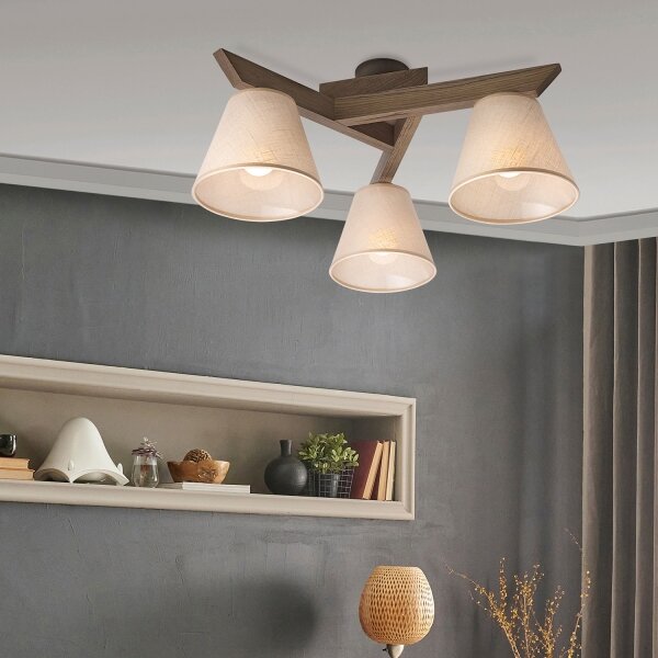Brilagi - LED prisadený luster ANTHONY 3xE14/40W/230V dub orech/béžová