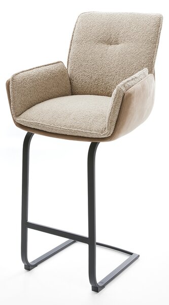 DELIFE Barová stolička Nela-Flex zmiešané materiály tmavobéžová jedálenská stolička plochý kov vrecková pružina