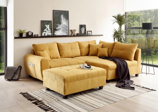 ROHOVÁ SEDAČKA, textil, kompozitné drevo, žltá MID.YOU - Sedačky, Online Only