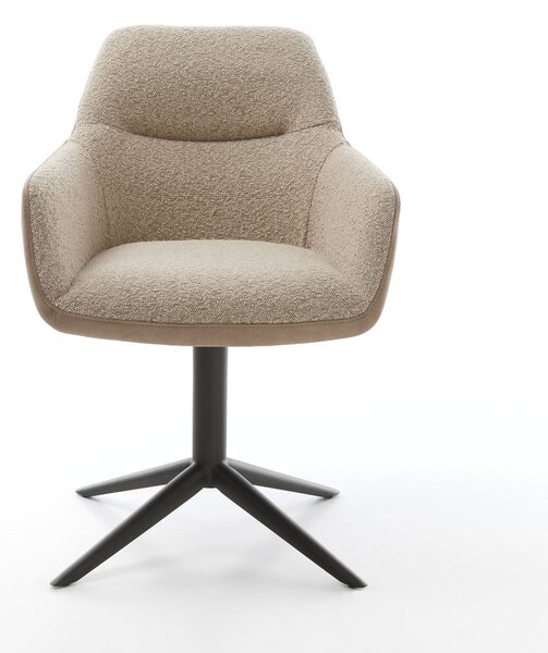 DELIFE Otočná jedálenská stolička Pejo-Flex zmiešané materiály tmavobéžová podstava čierna 360° otočná hojdacia funkcia vrecková pružina