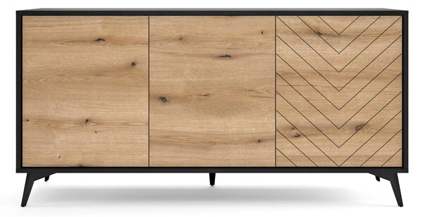 KOMODA PHILIPPE ČIERNA / DUB EVOKE 154 cm