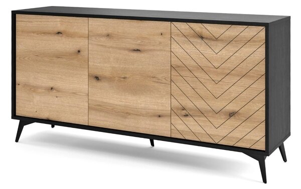 KOMODA PHILIPPE ČIERNA / DUB EVOKE 154 cm