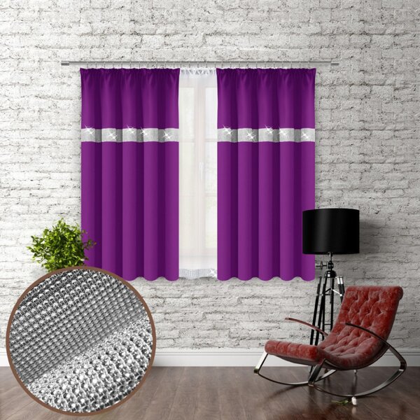 Záves na riasiacej páske so zirkónmi 140x160 cm fuchsia Farba Fuchsia Rozmery 140x160 cm