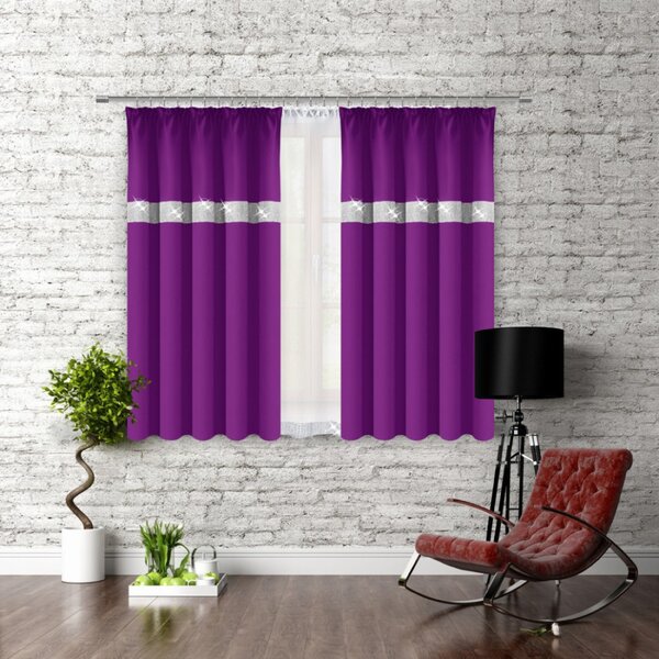 Záves na riasiacej páske so zirkónmi 140x160 cm fuchsia Farba Fuchsia Rozmery 140x160 cm