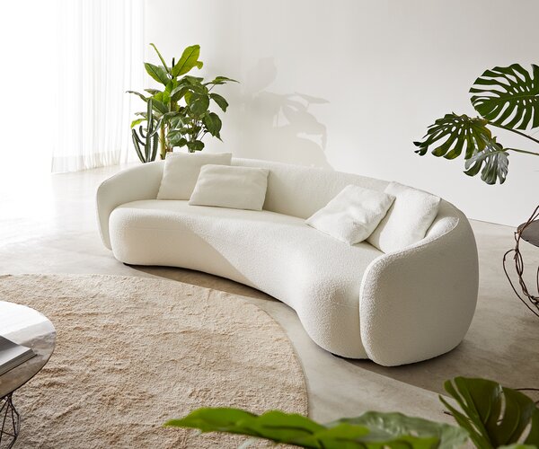 DELIFE Pohovka Larna 260x120 cm bouclé bielo-krémová