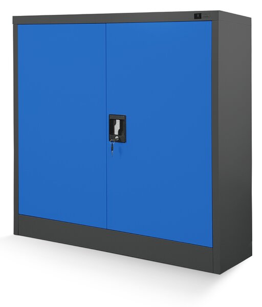 Kovová spisová skrinka BEATA, 900 x 930 x 400 mm, antracitovo-modrá