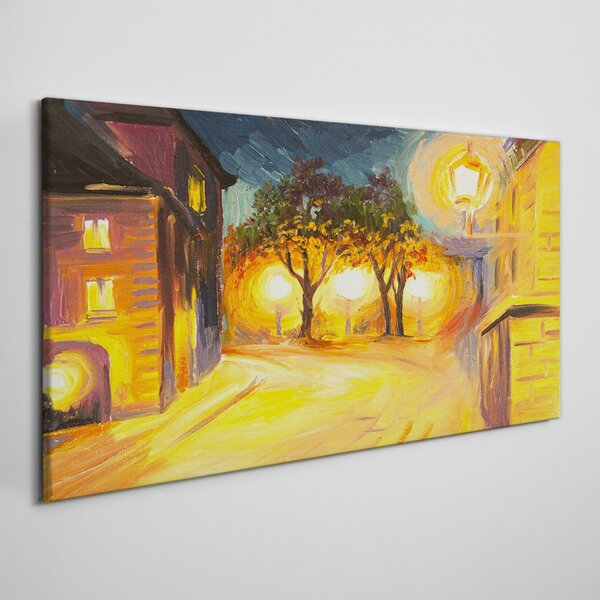 Obraz na plátne Mestské lampy Nočné stromy