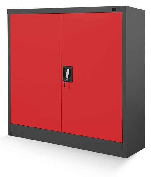 Kovová spisová skrinka BEATA, 900 x 930 x 400 mm, antracitovo-červená