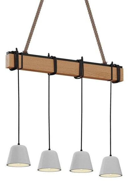 Lucande - Hakona 4 Závěsná Lampa Concrete/Wood - Lampemesteren