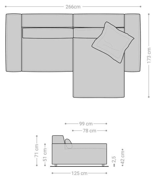 DELIFE Rohová pohovka Sirpio XL 270x170 cm plyšový manšester béžová variabilné ležadlo