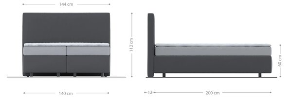 DELIFE Boxspring posteľ Dream-Well 140×200 cm bouclé krémovo biela s matracom a topperom
