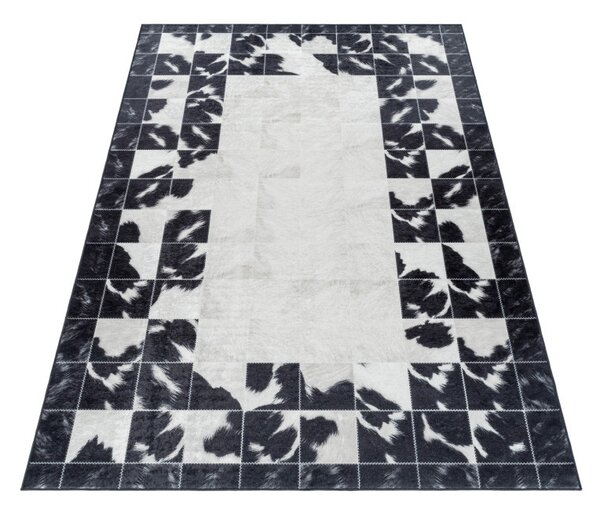 Ayyildiz , Kusový koberec Fiesta 4307 black, 80x150, čiernobiela, chodba / predsieň