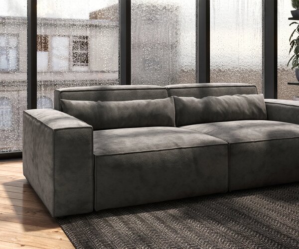 DELIFE Veľká pohovka Sirpio 230x95 cm mikrovlákno khaki-hnedá