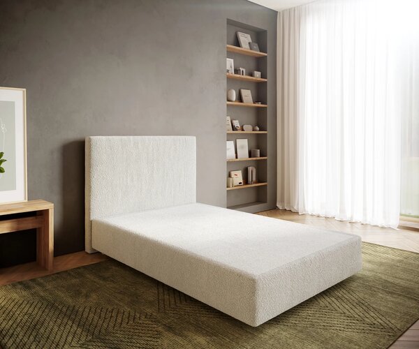 DELIFE Boxspring posteľ Dream-Well 120x200 cm bouclé krémovo biela