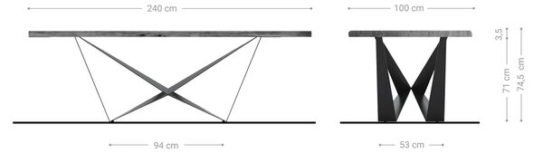 DELIFE Jedálenský stôl Edge 240x100 akácia prírodná Spider plochá oceľ nerezová oceľ Live-Edge