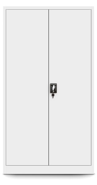Kovová spisová policová skriňa s dverami a osobnou skrinkou TOMASZ, 900 x 1850 x 450 mm, biela
