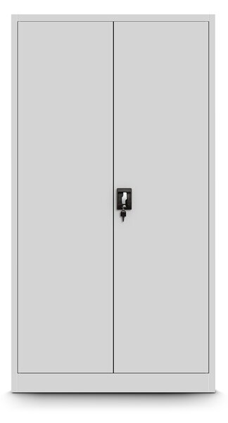 Kovová spisová policová skriňa s dverami a osobnou skrinkou TOMASZ, 900 x 1850 x 450 mm, šedá