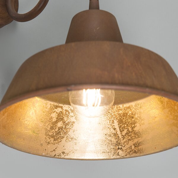 Priemyselná nástenná lampa hrdzavá so zlatým vnútorným priestorom - Factory