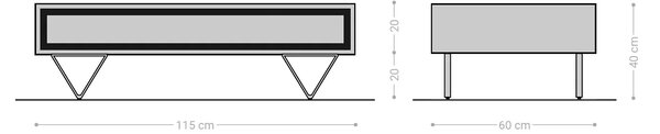 DELIFE Konferenčný stolík Stonegrace 115x60 cm akácia prírodná 2 zásuvky kamenná dyha