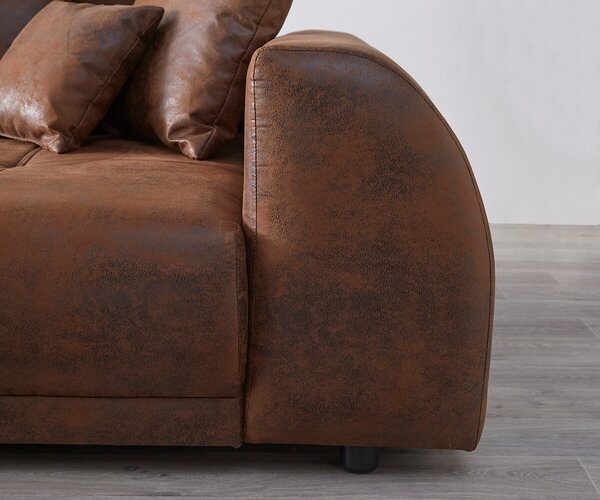 DELIFE Rohová pohovka Violetta 300 x 220 cm imitácia kože hnedá variabilné ležadlo