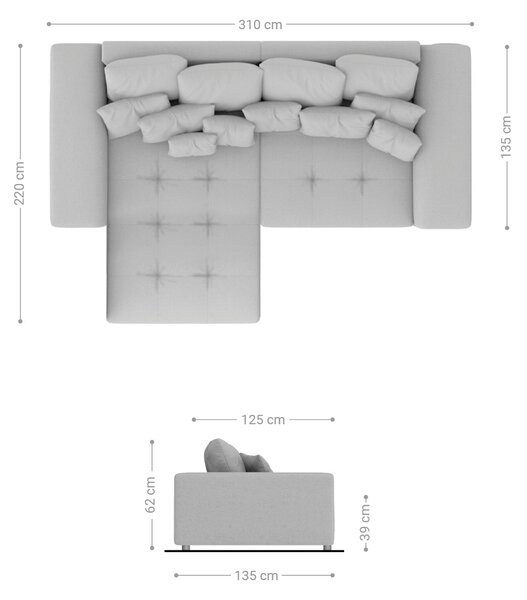 DELIFE Rohová pohovka Violetta 300 x 220 cm imitácia kože hnedá variabilné ležadlo